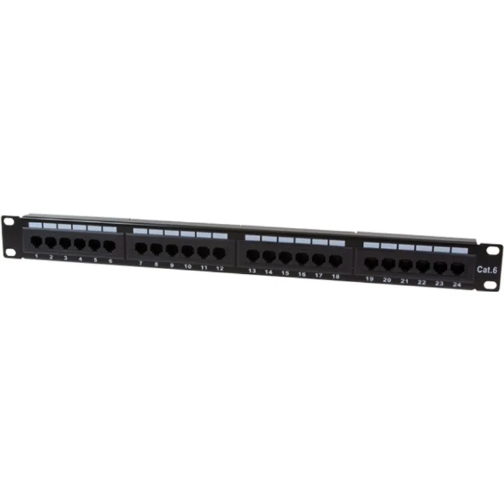  - 19'' Patchpanel - Cat. 6, 24 Ports, ungeschirmt, schwarz