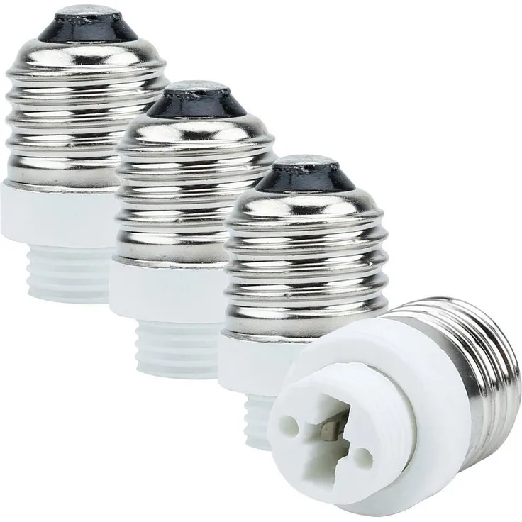 Intirilife E27 auf G9 Lampensockel Adapter in WEISS – 4x Lampenadapter zum Umformatieren von E27 auf G9 – 4er Set Konverter für Lampenfassung für Glühbirnen, LED, Halogen, Energiesparlampen
