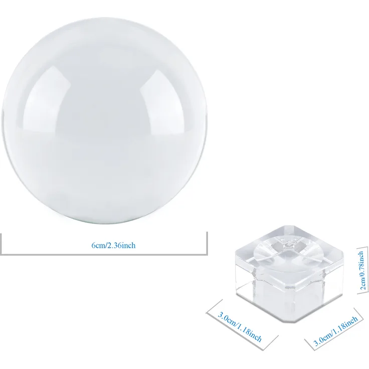 Intirilife Glaskugel mit Ständer in KRISTALL KLAR 60 mm – Kristallkugel mit Glasständer perfekt geeignet für Fotografie, Meditation, Dekoration uvm. – Kristallball Glasball Fotokugel