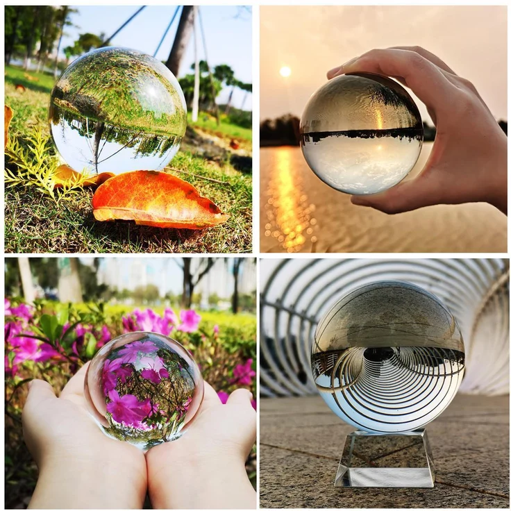 Intirilife Glaskugel mit Ständer in KRISTALL KLAR 130 mm – Kristallkugel mit Glasständer perfekt geeignet für Fotografie, Meditation, Dekoration uvm. – Kristallball Glasball Fotokugel – Bild 2