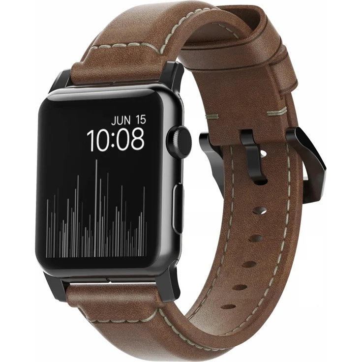 Nomad Lederarmband Apple Watch 42 - 44 mm braun - schwarz - NM1A4RBT00 – Bild 1