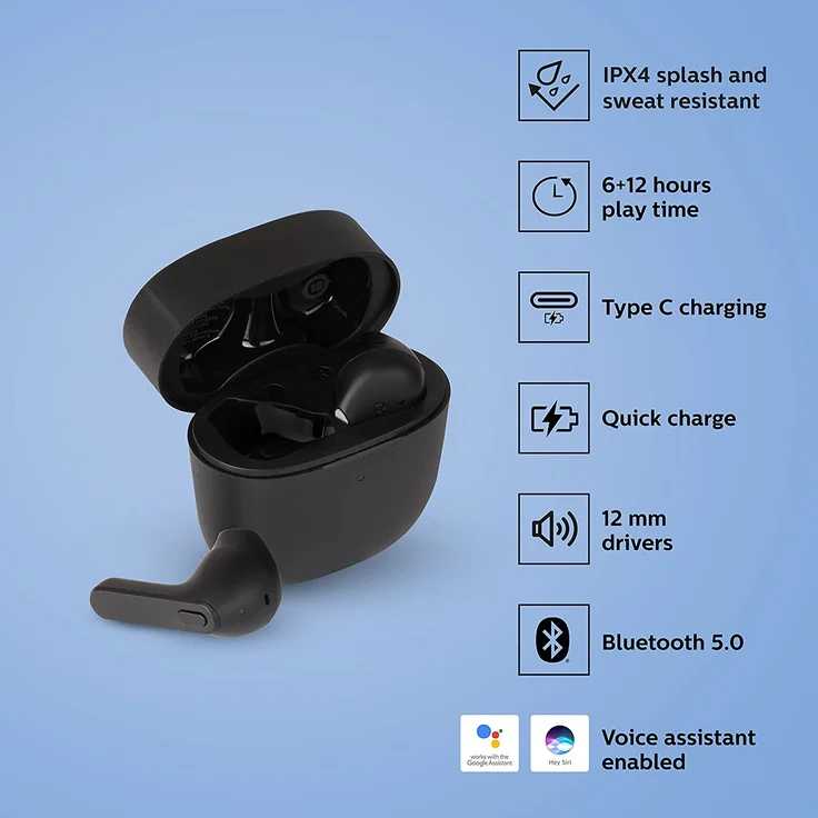 Philips TAT2236BK InEar TWS-Kopfhörer, schwarz – Bild 7