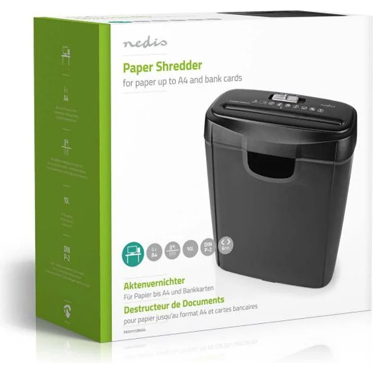 Nedis Aktenvernichter - 6x A4-Seiten - 10 l - Sicherheitsnorm: DIN 2 - 190 W - Schwarz – Bild 12