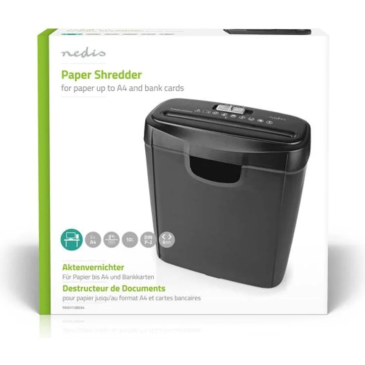 Nedis Aktenvernichter - 6x A4-Seiten - 10 l - Sicherheitsnorm: DIN 2 - 190 W - Schwarz – Bild 11