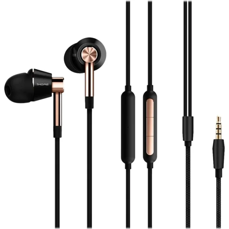 1More Triple-Driver In-Ear Headphones Gold THX Certified Mic3