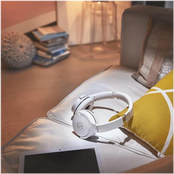 Audio Technica Wireless Headphones ATH-S220BTWH Built-in microphone White Wireless-Wired Over-Ear – Bild 1