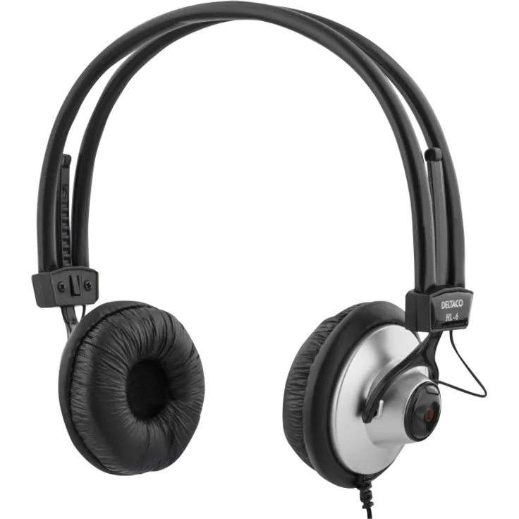 Deltaco HL-6 Kopfhörer Kopfband Musik Schwarz Silber 2 m RoHS WEEE