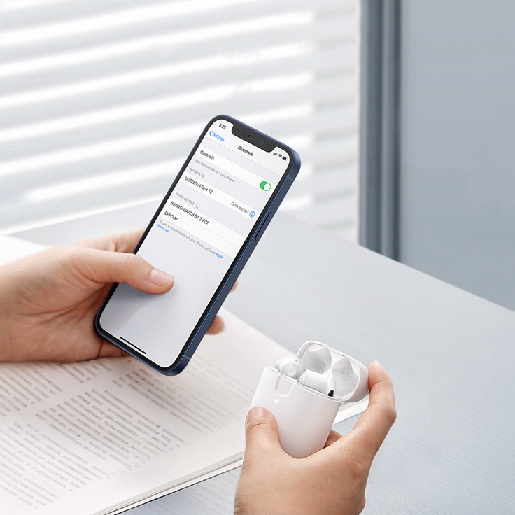 Ugreen HiTune T2 ENC i ausis idedamos vandeniui atsparios belaides Bluetooth 5.0 ausines baltos (WS105) – Bild 9