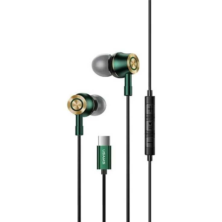 Usams USAMS headphones Stereo headphones EP-43 metal USB-C dark green-dark green HSEP4302