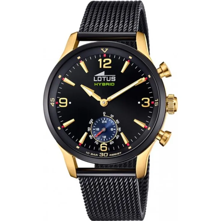 Lotus Hybrid 18804 Hybrid-Smartwatch Herren, 43mm, Edelstahlgehäuse, Edelstahlmesh-Armband, Schwarz