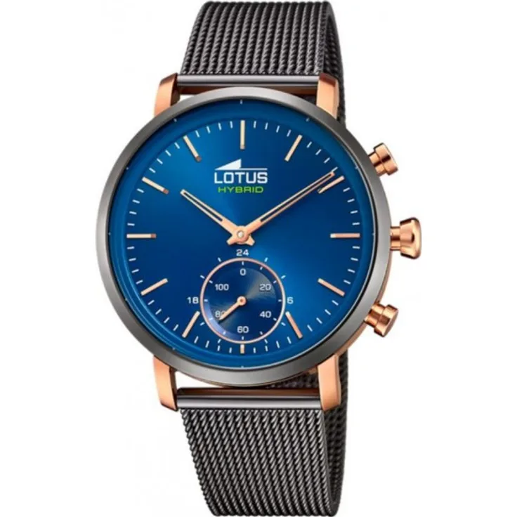 Lotus Hybrid 18805 Hybrid-Smartwatch Herren, 42mm, Edelstahlgehäuse, Edelstahlmesh-Armband, Blau