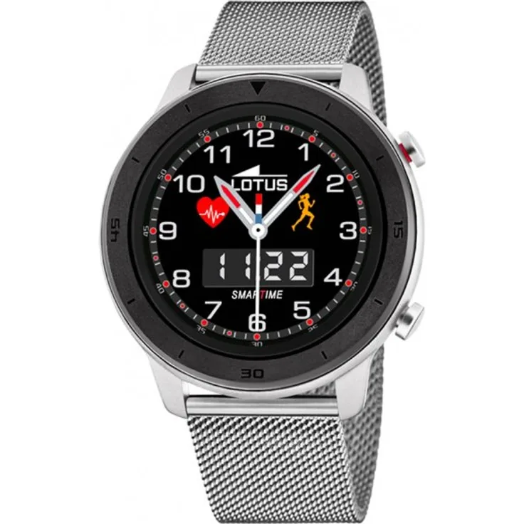 Lotus Smart-Watch 50021 Smartwatch Herren, 47mm, Edelstahlgehäuse, Edelstahlmesh-Armband, Silber