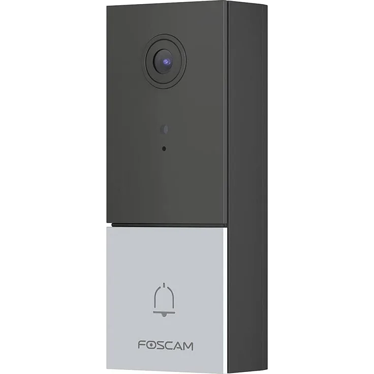 Foscam VD1 4 MP Dual Band WLAN Videotürklingel mit Weitwinkelobjektiv, Zwei-Wege-Audio, kompatibel mit Alexa und Google Assistant, Wetterfest, Nachtsicht, flexible Montage, grau