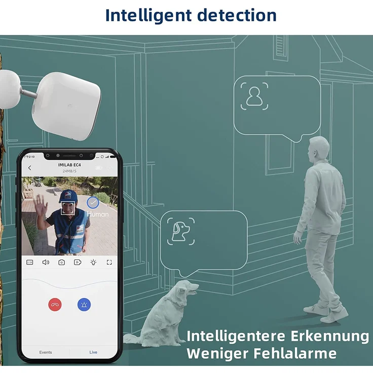 Xiaomi IMILAB EC4, Kabellose Überwachungskamera für Außen, WLAN IP Kamera, Home und Baby Monitor mit PIR Bewegungsmelder, IP66 FullHD 1080p (IP-Kamera + Gateway) - Preisvergleich – Bild 2