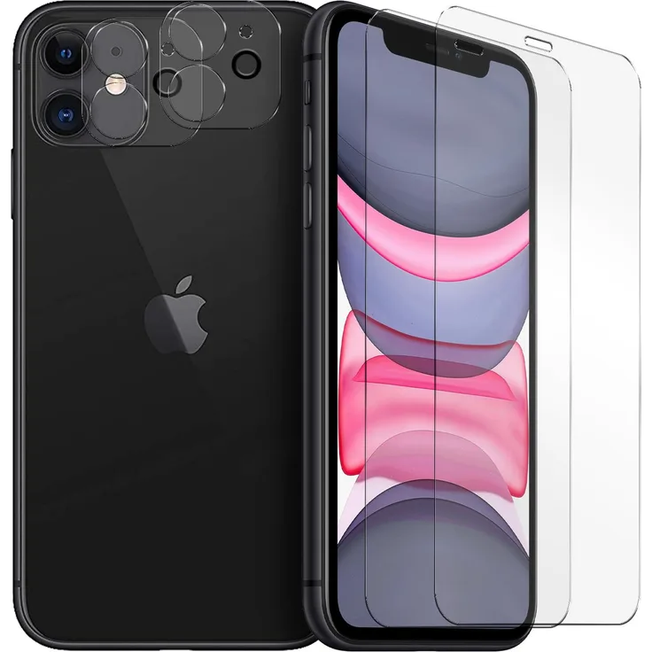 CoolGadget Panzerglas für Apple iPhone 11 Schutzfolie 2x Kamera Schutzglas Folie 2x Panzerfolie, transparent