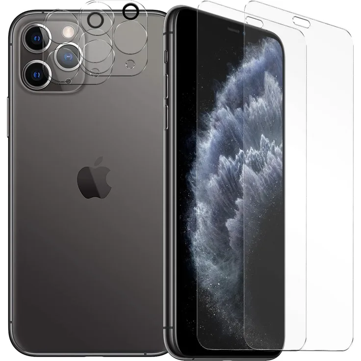 CoolGadget Panzerglas für Apple iPhone 11 Pro Schutzfolie 2x Kamera Schutzglas Folie 2x Panzerfolie, transparent