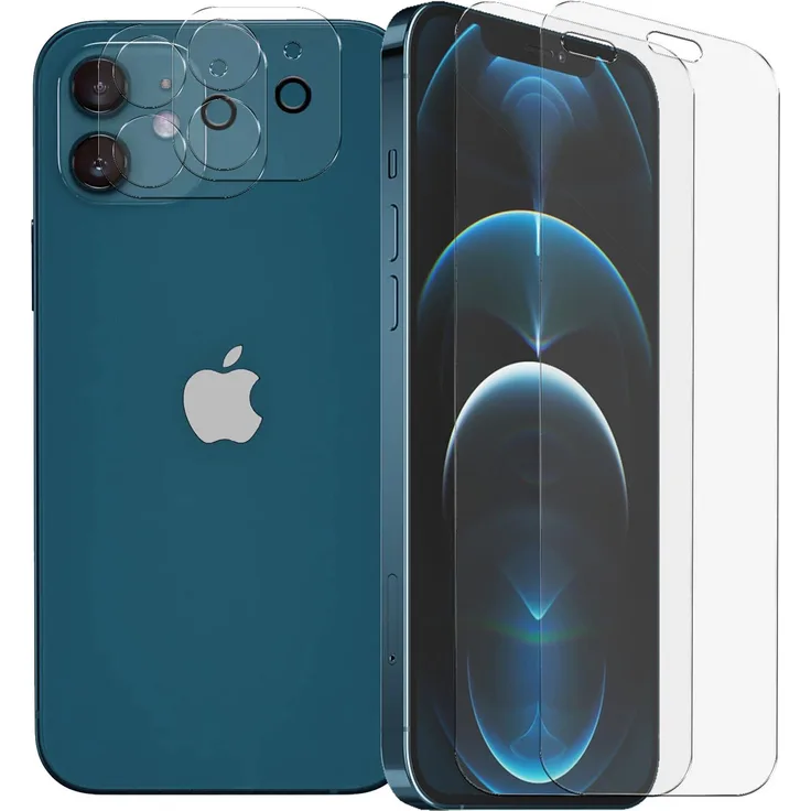 CoolGadget Panzerglas für Apple iPhone 12 mini Schutzfolie 2x Kamera Schutzglas Folie 2x Panzerfolie, transparent