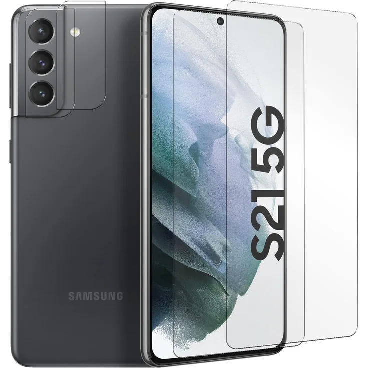 CoolGadget Panzerglas für Samsung Galaxy S21 Schutzfolie 2x Kamera Schutzglas Folie 2x Panzerfolie, transparent