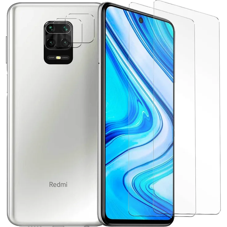 CoolGadget Panzerglas für Xiaomi Redmi Note 9 Pro Schutzfolie 2x Kamera Schutzglas Folie 2x Panzerfolie, transparent