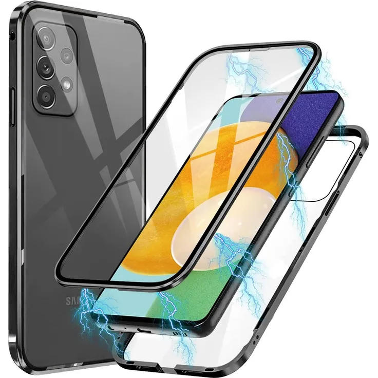 CoolGadget Hülle Magnet für Samsung Galaxy A52 4G/5G/A52s 5G Schutzhülle Cover Glas Handy Tasche Panzer Case, transparent