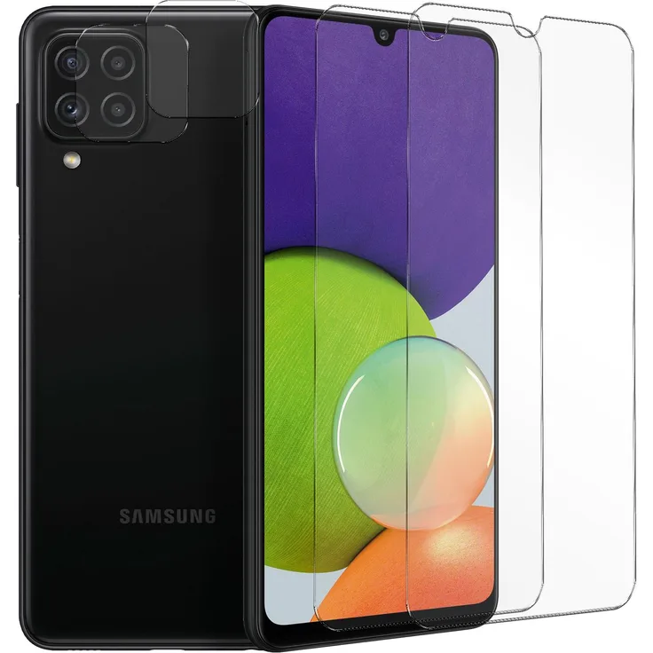 CoolGadget Panzerglas für Samsung Galaxy A22 4G Schutzfolie 2x Kamera Schutzglas Folie 2x Panzerfolie, transparent