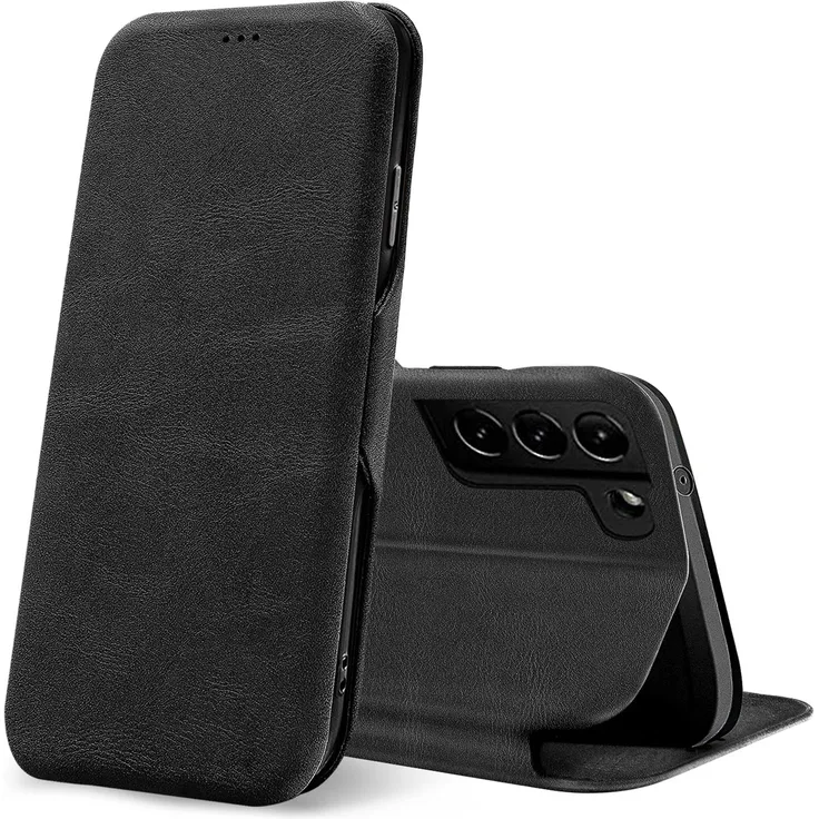 CoolGadget Handy Tasche für Samsung Galaxy S21 FE Hülle Schutzhülle Book Case Etui Flip Cover, schwarz