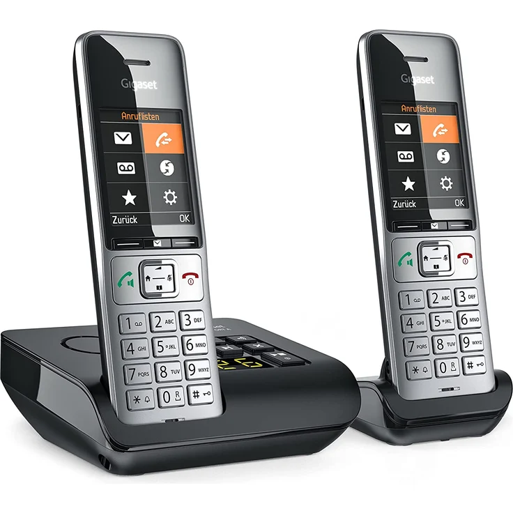 Gigaset COMFORT 500A Duo - 2 Mobilteile, Anrufbeantworter, Freisprechen, Telefonbuch, 5,8 cm (2,2 Zoll) TFT-Farbdisplay, schwarz, silber – Bild 1