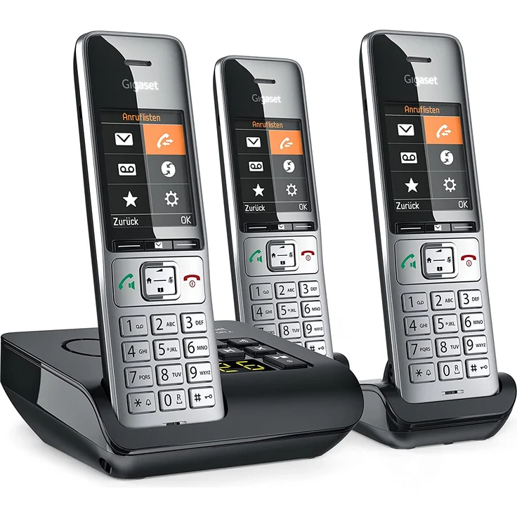 Gigaset COMFORT 500A Trio - 5,8 cm (2,2 Zoll) TFT-Farbdisplay für optimale Lesbarkeit, schwarz, silber – Bild 1