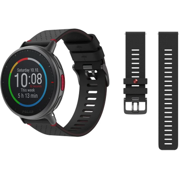 Polar Vantage V2 SHIFT Edition Smartwatch Unisex, M/L, Leder- und Fluorelastomer-Armband, Black/Red – Bild 2