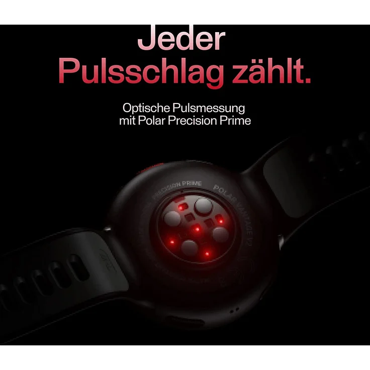Polar Vantage V2 SHIFT Edition Smartwatch Unisex, M/L, Leder- und Fluorelastomer-Armband, Black/Red – Bild 5