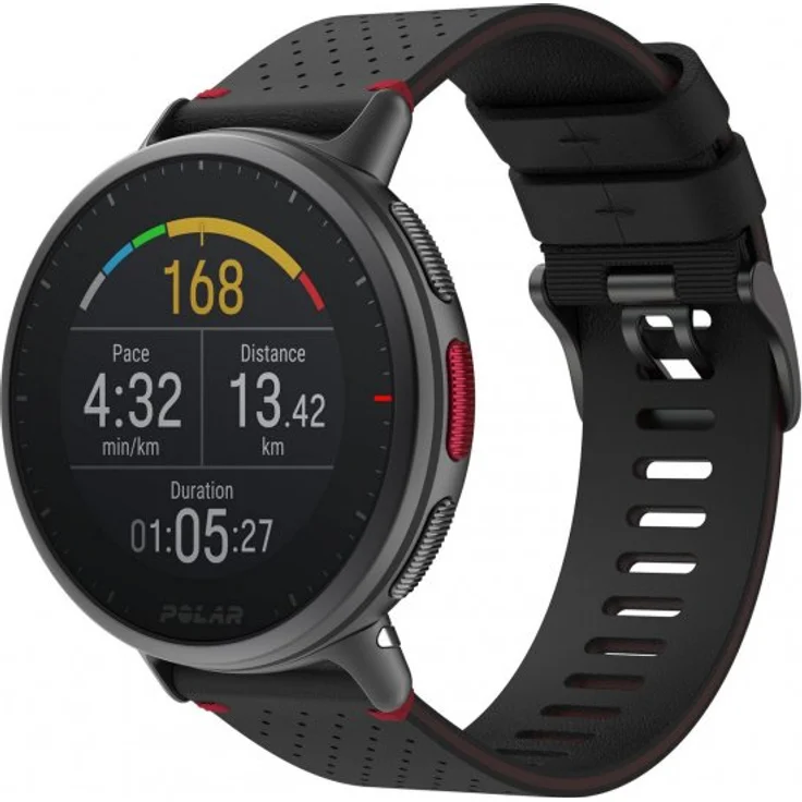 Polar Vantage V2 SHIFT Edition Smartwatch Unisex, M/L, Leder- und Fluorelastomer-Armband, Black/Red – Bild 1