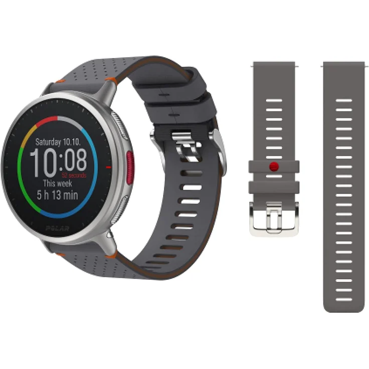 Polar Vantage V2 SHIFT Edition Smartwatch Unisex, M/L, Leder- und Fluorelastomer-Armband, Grey/Orange – Bild 2