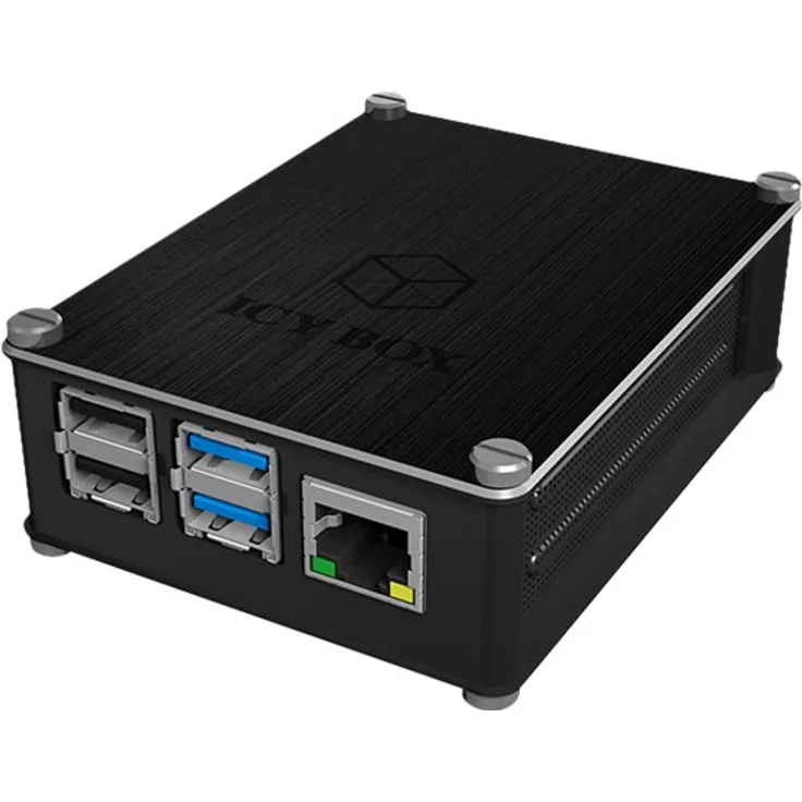 ICY BOX IB-RP110 Raspberry Pi 4 Gehäuse Aluminium-Acryl wechselbar Kühlkörper