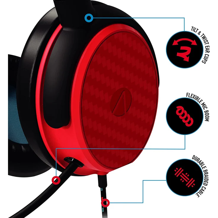 Gaming Headset Multiformat Stereo C6-100 Rot, Blau – Bild 3
