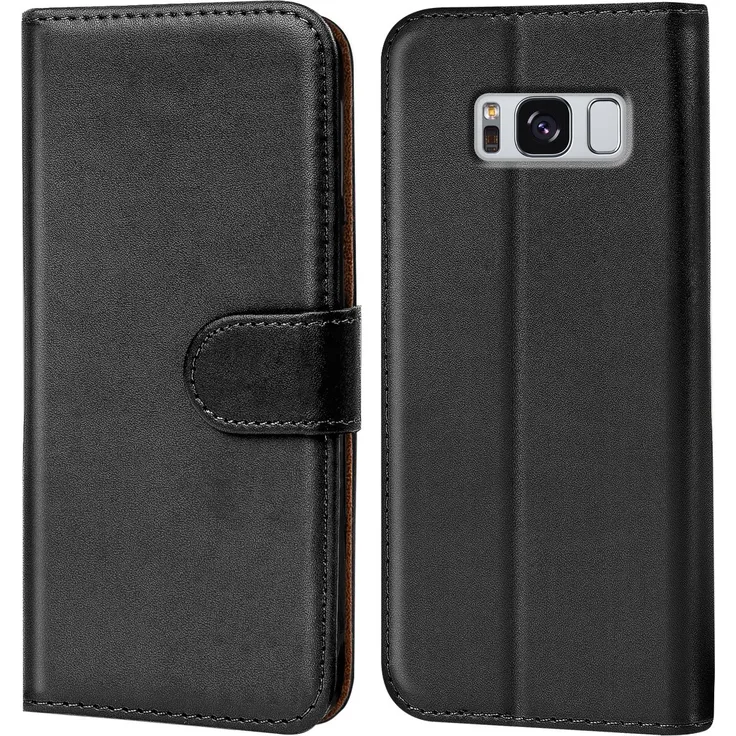 CoolGadget Book Case für Samsung Galaxy S8 Hülle Tasche Flip Cover Handy Schutz Hülle, schwarz