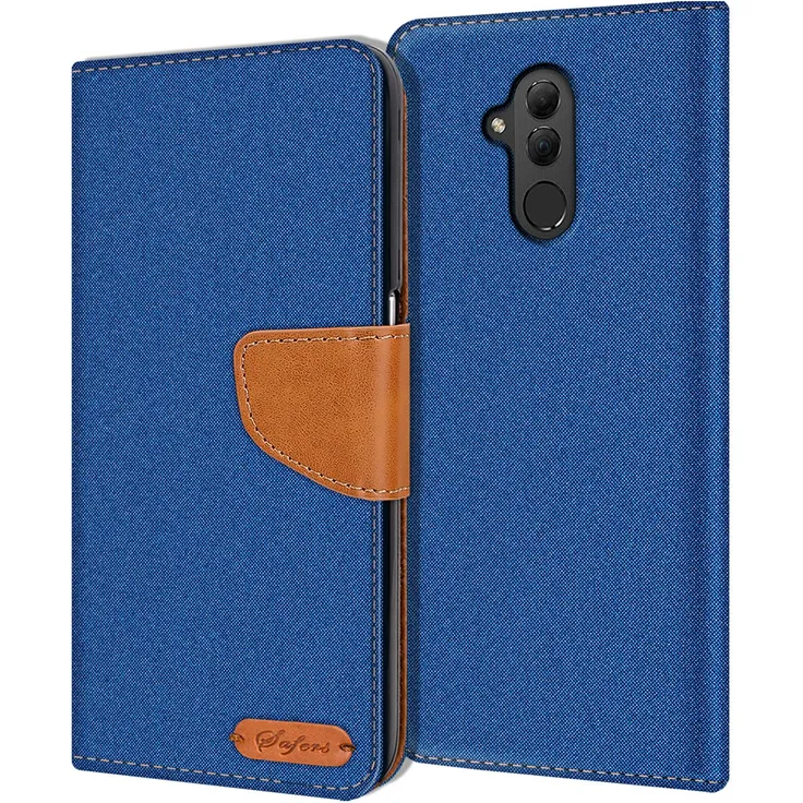 CoolGadget Handy Hülle Huawei Mate 20 Lite Tasche Wallet Flip Case Schutz Hülle Stoff Cover, blau