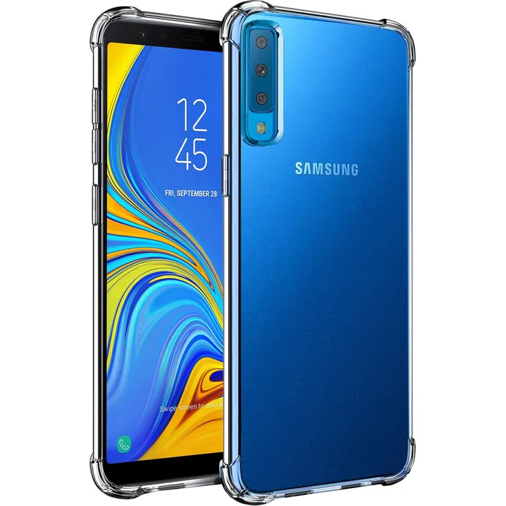 CoolGadget Hülle für Samsung Galaxy A7 2018 Schutzhülle Anti Shock Handy Case Transparent, transparent
