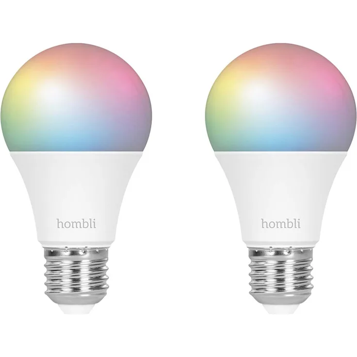 Hombli Smart-Glühlampe RGB & CCT – 9W, E27-Sockel, 16 Millionen Farben, dimmbare Helligkeit, kompatibel mit Alexa und Google Assistant, Fernsteuerung über kostenlose Hombli App, weiß