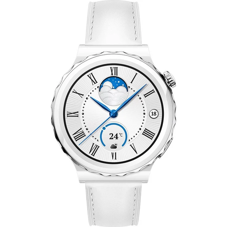 Huawei Watch GT3 Pro Smartwatch GPS, Damen, 43mm, Lederarmband, White Leather – Bild 6