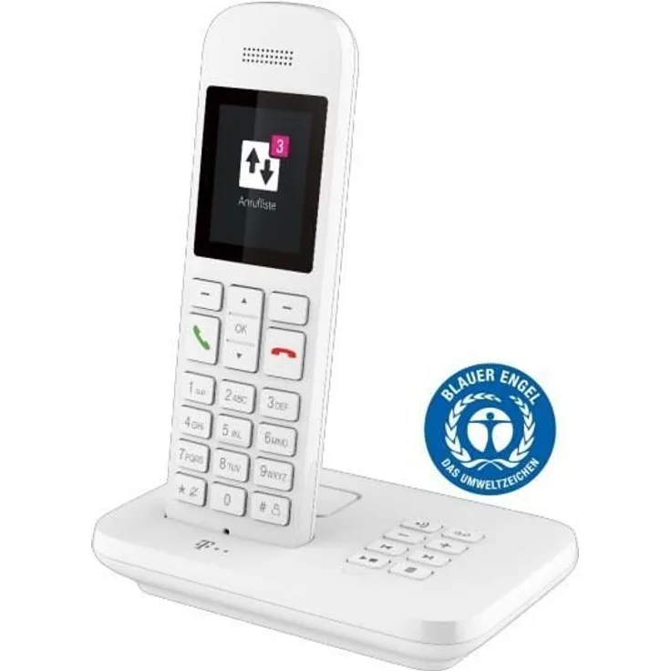 Telekom Sinus A12 Festnetz-Telefon mit Basis und AB (für analogen Anschluss), weiß