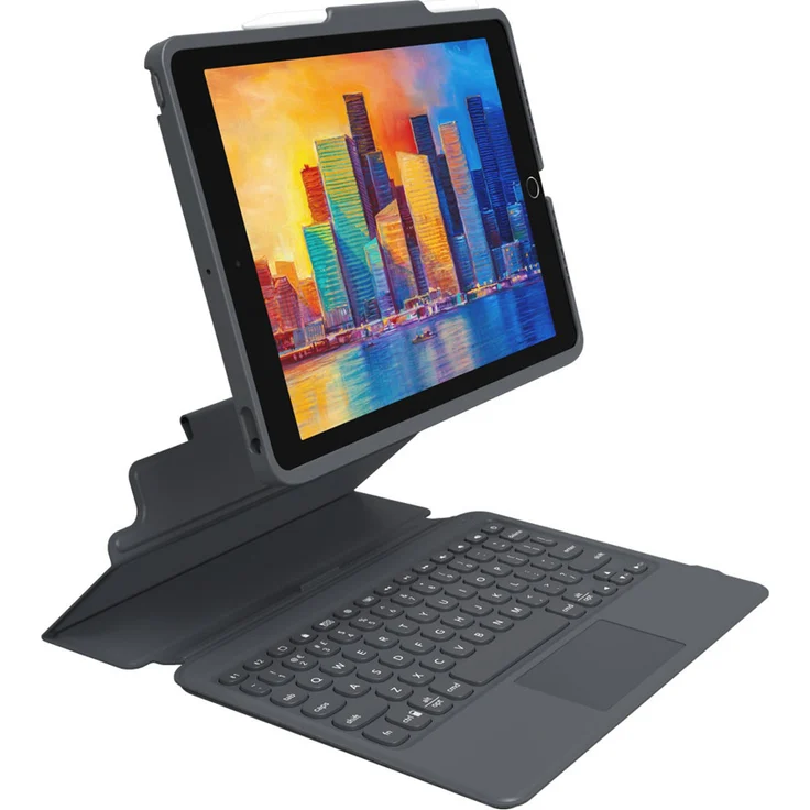 Zagg Pro Keys Kabellose Tastatur mit Trackpad Bookcase iPad 10.2 Zoll Grau, International (103407950) – Bild 1