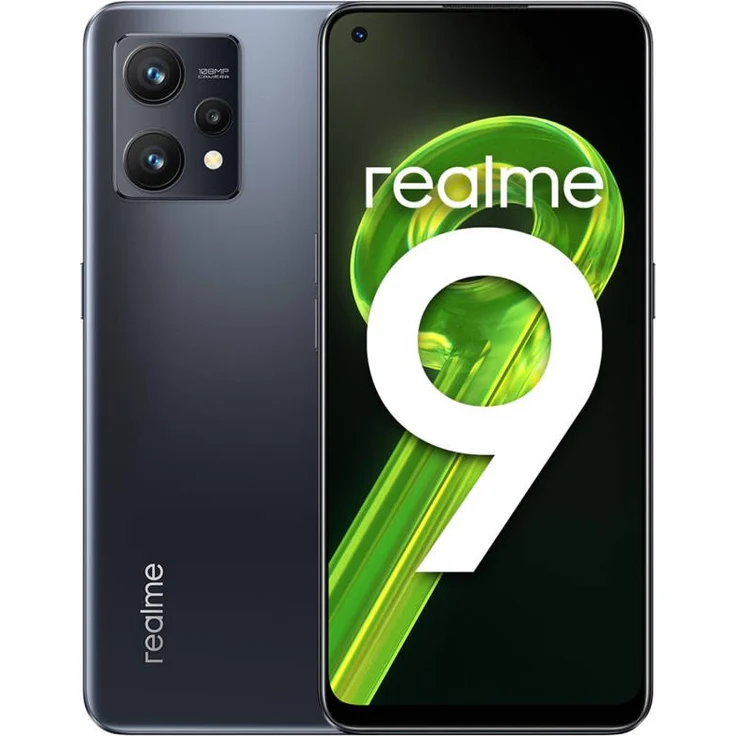 realme 9 4G Smartphone 16,25cm (6,4 Zoll) AMOLED-Display, 128GB interner Speicher, 8GB RAM, Dual-SIM, Android 12, Meteor Black – Bild 1