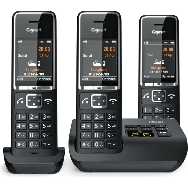 Gigaset COMFORT 550A Trio Schnurloses Telefon, Anrufbeantworter, Freisprechfunktion, Babyphone-Funktion, schwarz