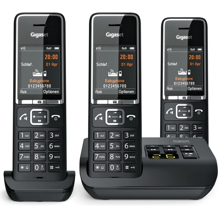 Gigaset COMFORT 550A Trio Schnurloses Telefon, Anrufbeantworter, Freisprechfunktion, Babyphone-Funktion, schwarz – Bild 1