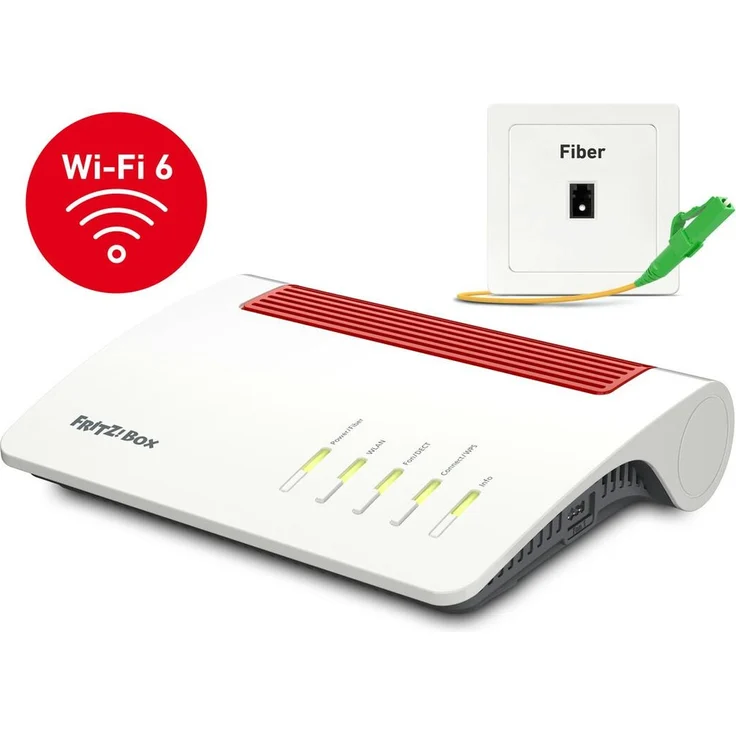 FRITZ!Box 5590 Fiber WLAN-Router, mit Glasfasermodem, Weiß/Rot – Bild 4