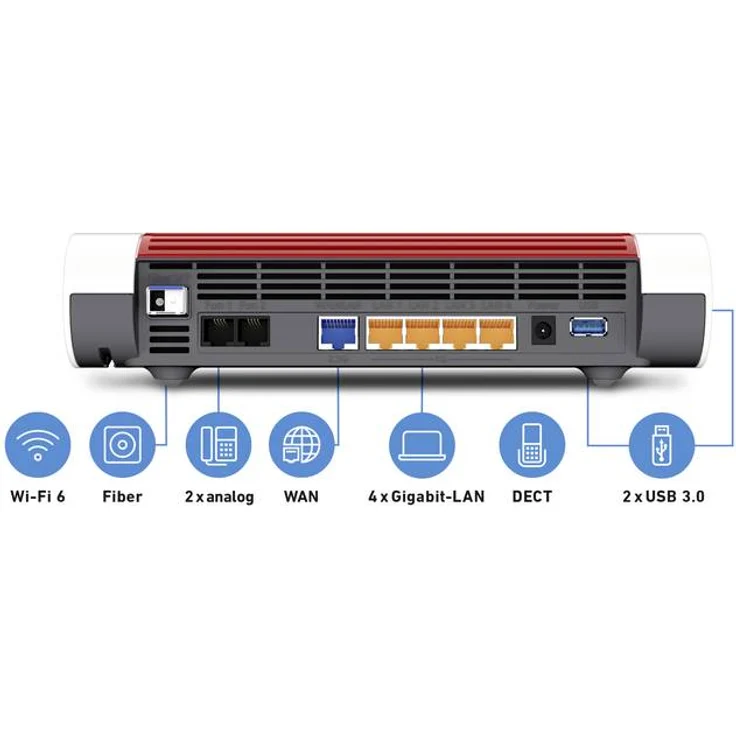 FRITZ!Box 5590 Fiber WLAN-Router, mit Glasfasermodem, Weiß/Rot – Bild 2