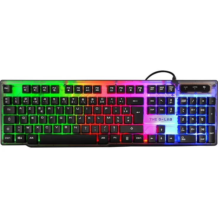 THE G-LAB KEYZ-NEON Gaming-Tastatur - beleuchtet - verkabelt - 19 Anti-Ghosting-Tasten - 12 Multimedia-Shortcuts (FR AZERTY)