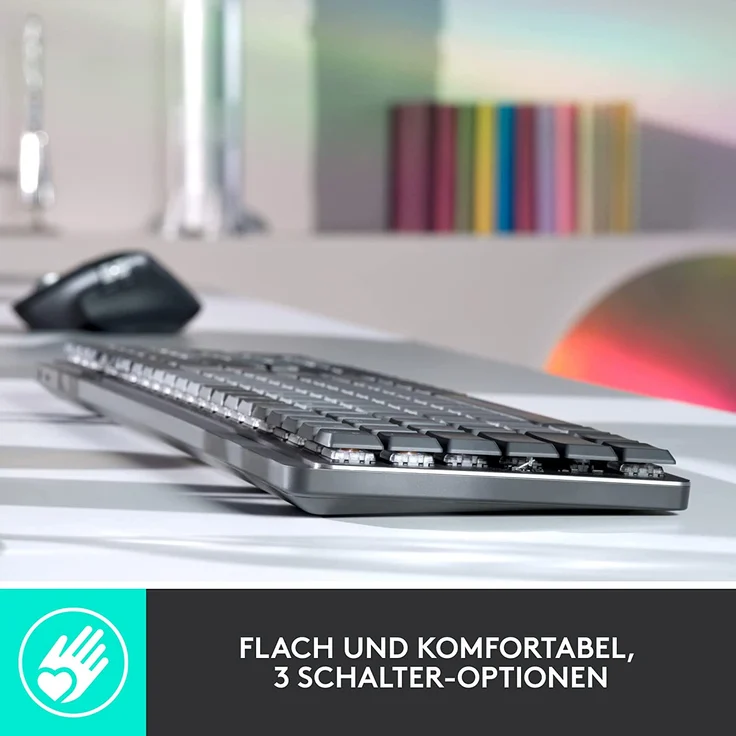 Logitech MX Mechanical Tastatur, hellgrau-dunkelgrau, taktile Schalter, Logi (QWERTZ) – Bild 3