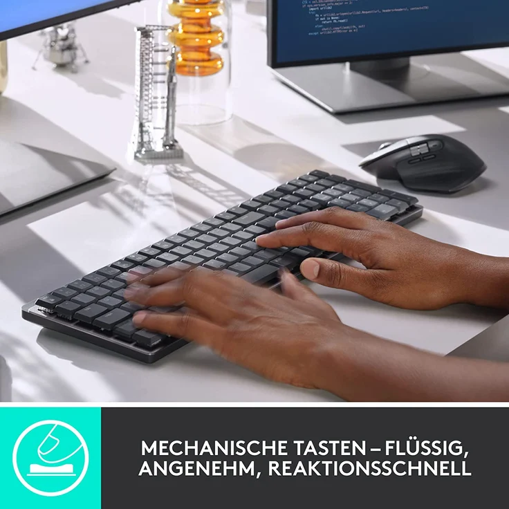 Logitech MX Mechanical Tastatur, hellgrau-dunkelgrau, taktile Schalter, Logi (QWERTZ) – Bild 2