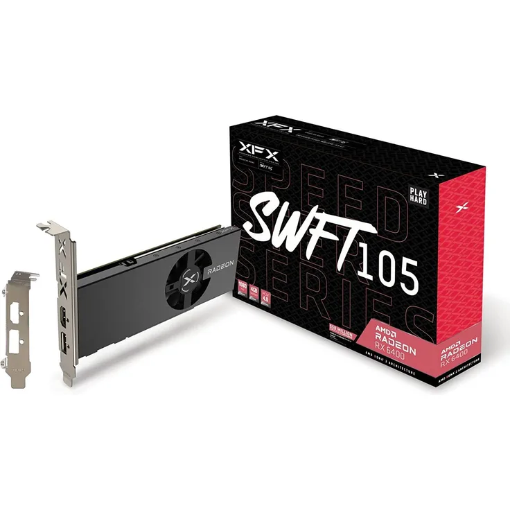 XFX Speedster SWFT105 Radeon RX 6400 Gaming Grafikkarte mit 4GB GDDR6, AMD RDNA 2 (RX-64XL4SFG2)